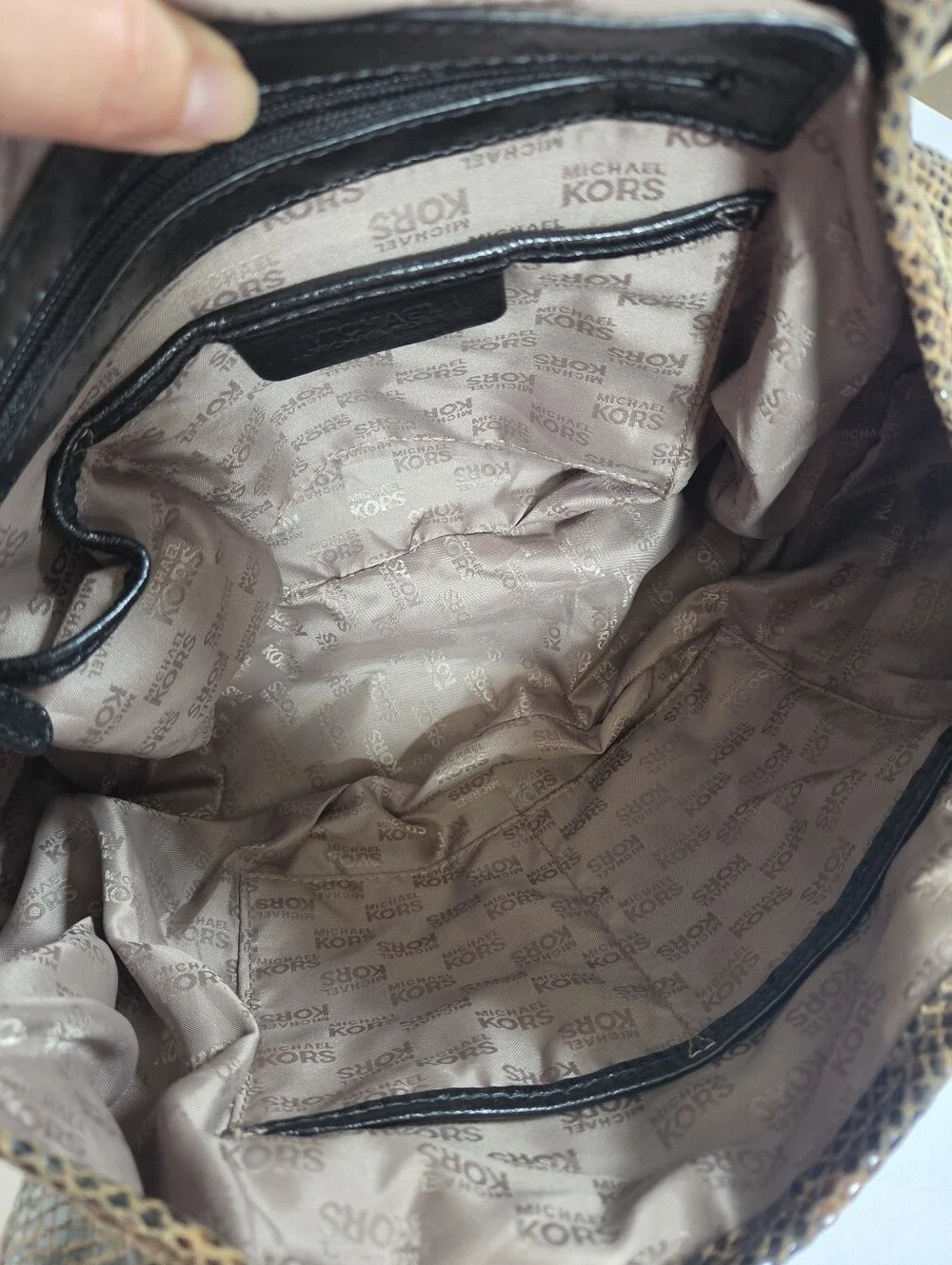 Like New Michael Kors Brimfield Large Leather Tote Shoulder Bag Python Snakeskin